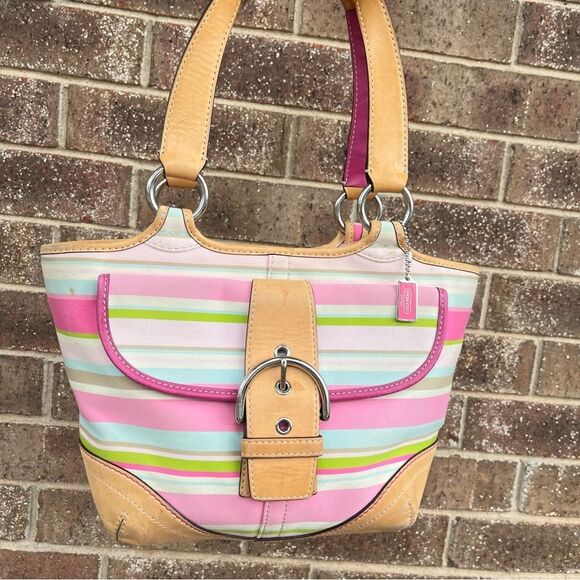Coach Handbags - COACH Stripe Y2K Preppy Hampton Shoulder Bag 1889